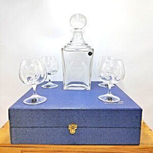 Vilca Italian Crystal Brandy Decanter & 4 Glasses Atlantic City Caesars Palace
